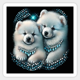 Crystal Samoyed Puppies Sticker